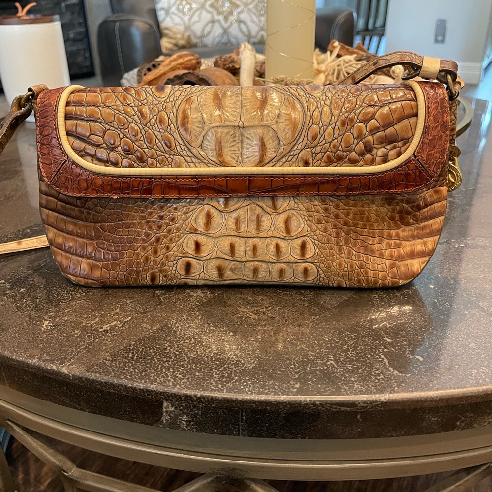 Brahmin Brown Crocodile Embossed Shoulder Bag